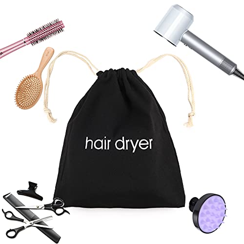 ERKXD 3 | 6 | 8 Pack Hair Dryer Bags Drawstring Bag Container Hairdryer Bag for travel bathroom (8 PCS, Black) - Image 4