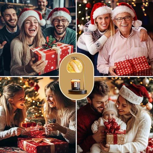EJIAXIN Womens Gifts for Christmas Candle Warmer Lamp, Dimmable Scented Wax Melt Warmer with Timer, Housewarming Gifts for Home Bedroom Decor, Xmas Birthday Gifts for Mom, 2 Bulbs, White+Gold - Image 3
