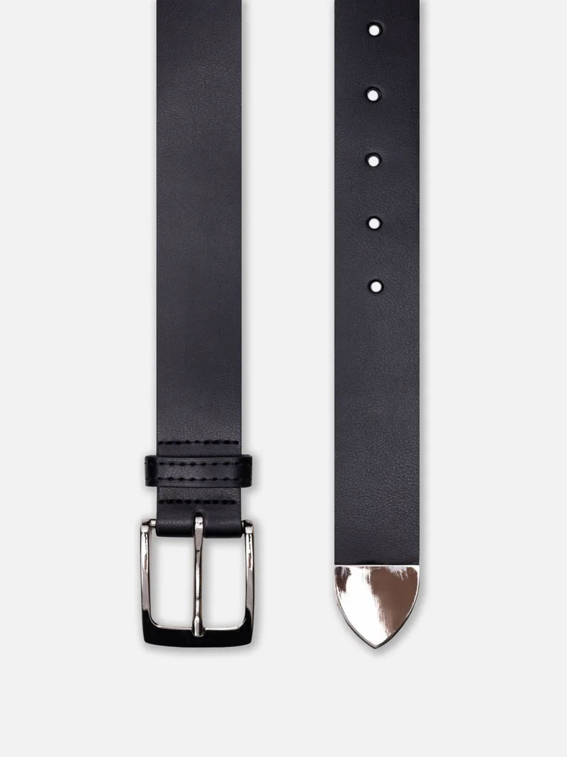 Lichi Leather belt with silver tip