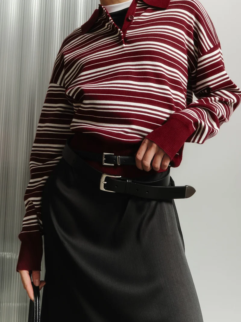 Lichi Leather belt with silver tip