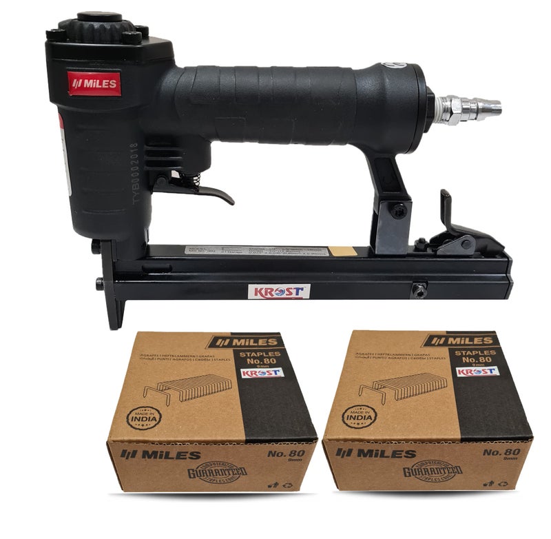 KROST Kangaro Miles Ms 80-16N Pneumatic Air Stapler with 16000 Staples & 11 In 1 Multi Tool, Black - Image 1