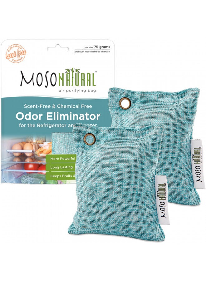 MOSO NATURAL Moso Natural Air Purifying Bag for the Refrigerator and Freezer. (2 Pack) A Scent Free Odor Eliminator and Produce Saver  - Image 1