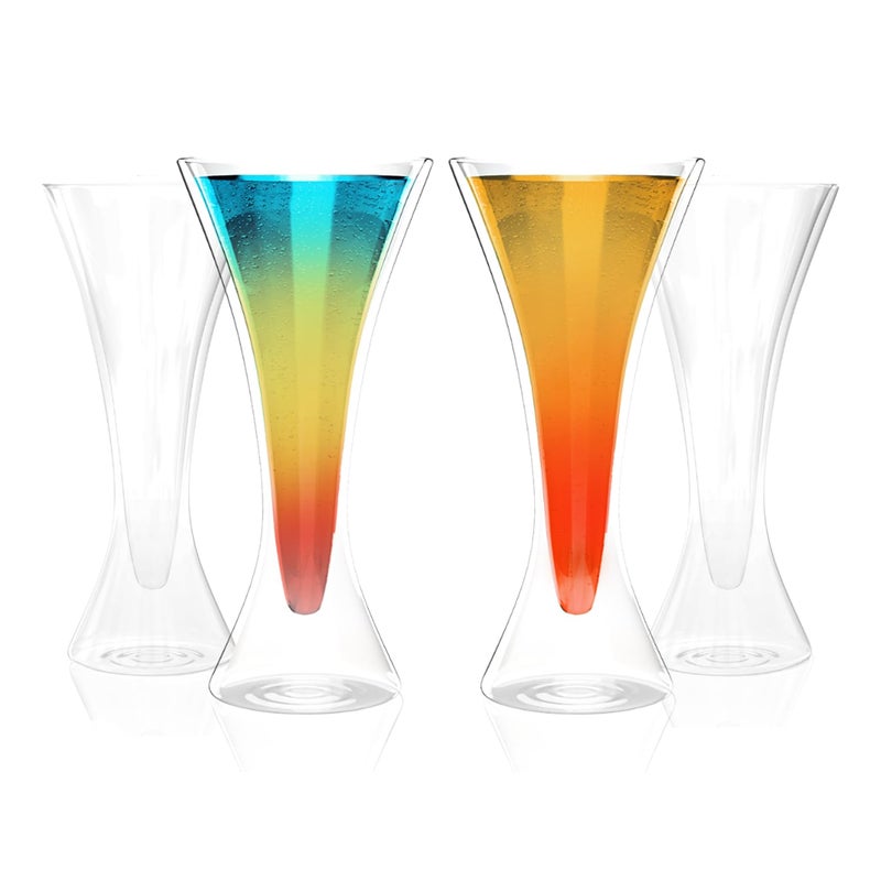LEMONSODA LEMONSODA Double Walled Cocktail Martini Glasses  210 mL  7 fl oz Set of 4 