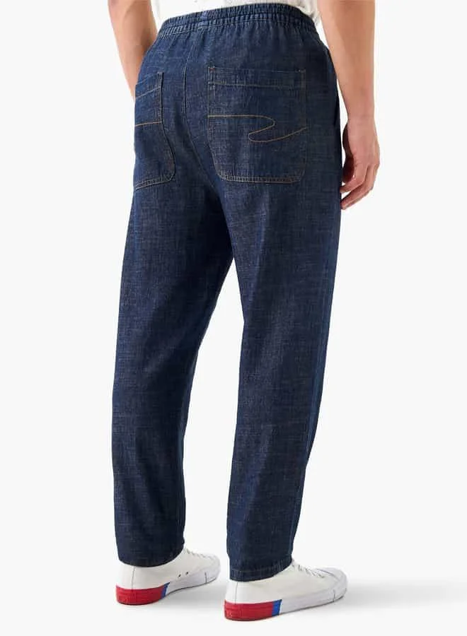 Lee Cooper Lee Cooper Regular Fit Denim Pants with Drawstring Closure