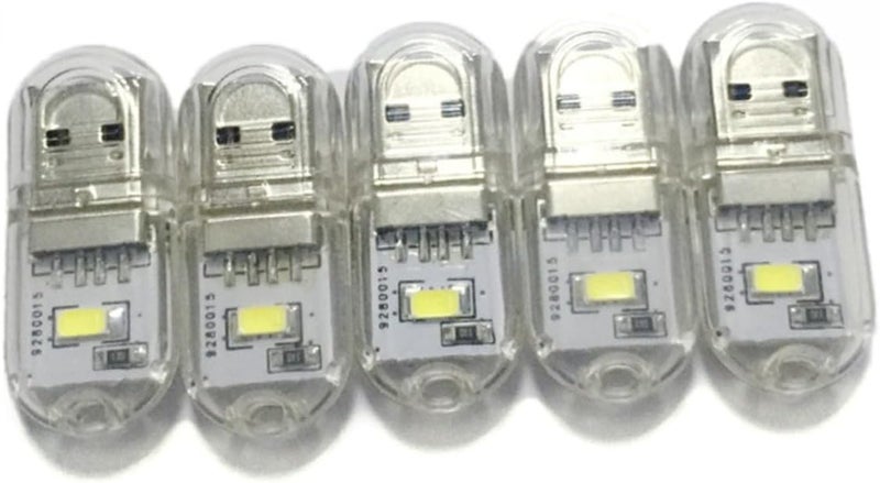 ضوء ليلي USB فضي، مجموعة من 6 قطع، مصباح صغير محمول للمنزل، السكن الجامعي، التخييم، زخرفة سلسلة المفاتيح - Image 1