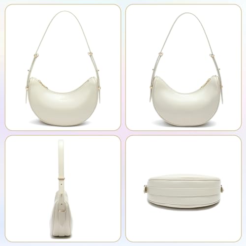 Keyli Shoulder Bag for Women Waterproof Leather Crescent Crossbody Bags for Girl Fashionable Casual Hobo Purses Designer polene Bags Soft Cute Shoulder Purse with Adjustable Strap Khaki - Image 5