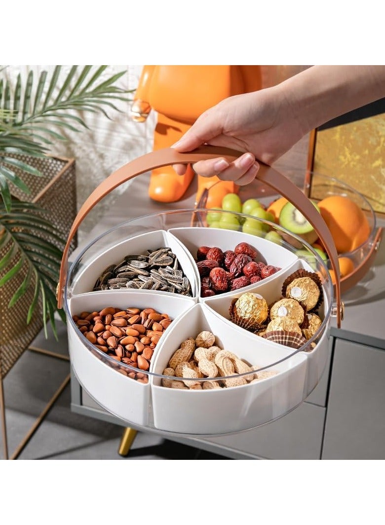 Divided Serving Tray with Lid and Handle, Snackle Box Charcuterie Container Portable Snack Platters for Candies, Fruits, Nuts, Appetizers, 5-Compartment Food Storage Organizer for Party - Image 2