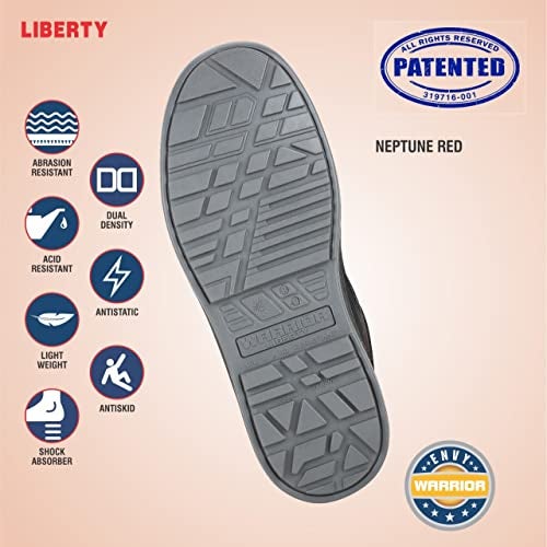 Liberty Warrior Envy Neptune Safety Shoes for Men, Genuine Leather, Light Weight, Fiber Glass Toe, Red, Size-8UK - Image 4