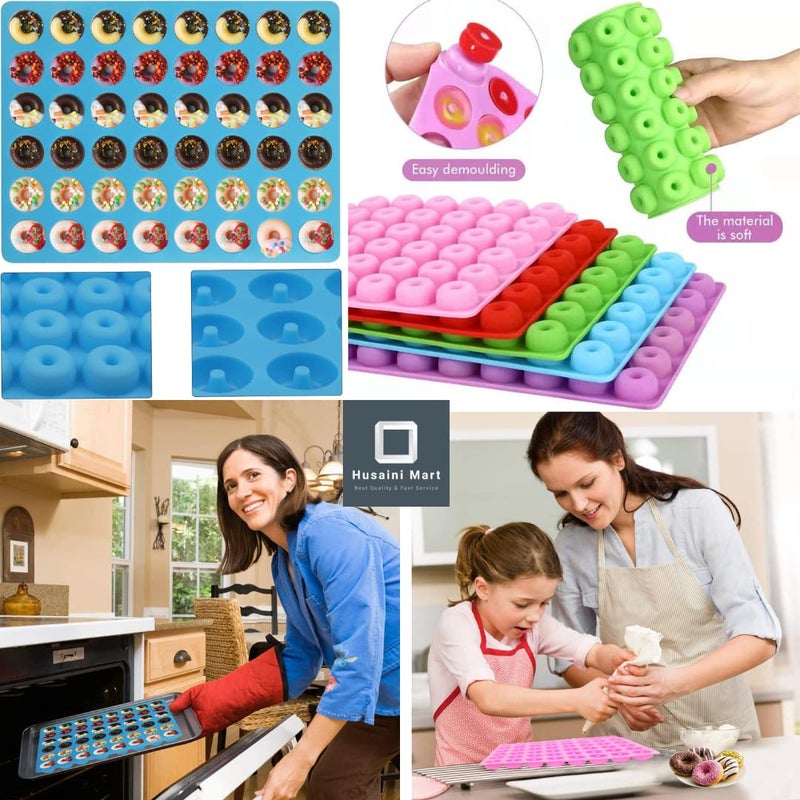 Husaini Mart HUSAINI MART 48 Slot Donut Gummy MoldMini Donut PanRing Gummy Candy Mold Silicone for Chocolate Jelly Ice Cube Pralines Caramels Ganache Fruit Loop Pack of 1 Multicolored  - Image 3