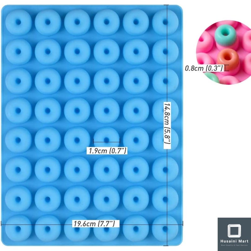 Husaini Mart HUSAINI MART 48 Slot Donut Gummy MoldMini Donut PanRing Gummy Candy Mold Silicone for Chocolate Jelly Ice Cube Pralines Caramels Ganache Fruit Loop Pack of 1 Multicolored  - Image 2