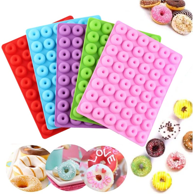 Husaini Mart HUSAINI MART 48 Slot Donut Gummy MoldMini Donut PanRing Gummy Candy Mold Silicone for Chocolate Jelly Ice Cube Pralines Caramels Ganache Fruit Loop Pack of 1 Multicolored  - Image 1