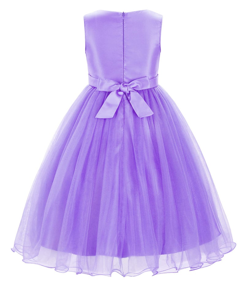 Uhnice Sequin Sleeveless Tulle Mesh Flower Girl Party Dress (6, Purple) - Image 3