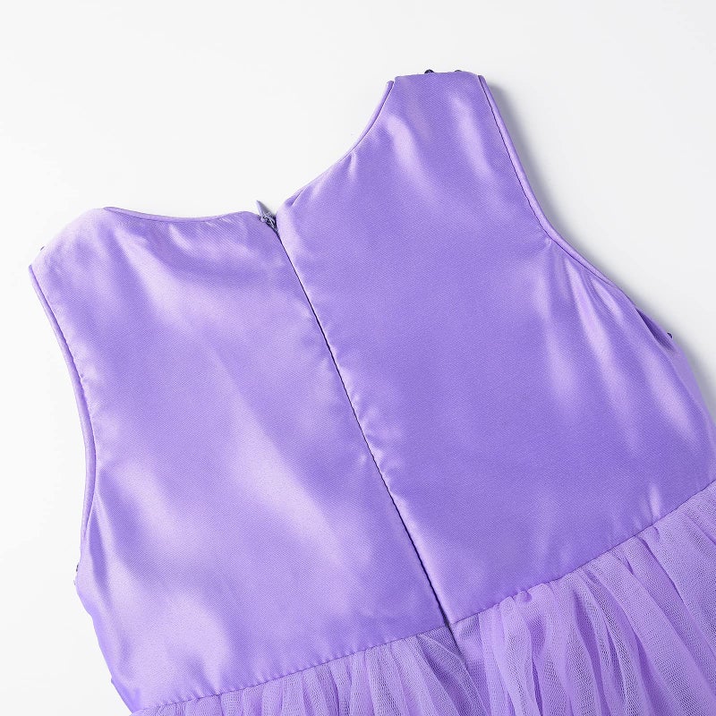 Uhnice Sequin Sleeveless Tulle Mesh Flower Girl Party Dress (6, Purple) - Image 5