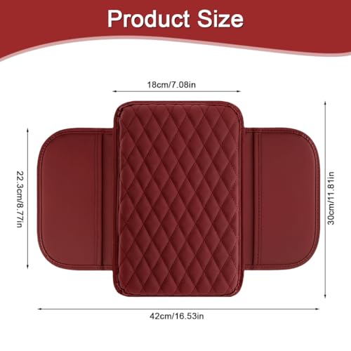 STHIRA® Premium Pu Leather Car Armrest Center Console Arm Rest Cushion Universal Fit Car Hand Rest Cushion With Dual Mobile Pockets Stylish Protection Car Interior Accessories For All Cars/Suv/Truck - Image 2
