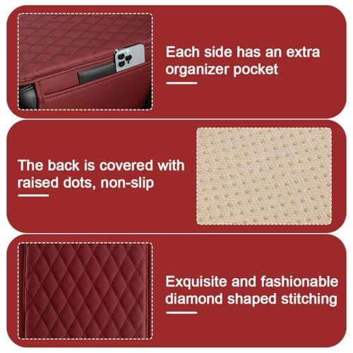 STHIRA® Premium Pu Leather Car Armrest Center Console Arm Rest Cushion Universal Fit Car Hand Rest Cushion With Dual Mobile Pockets Stylish Protection Car Interior Accessories For All Cars/Suv/Truck - Image 3