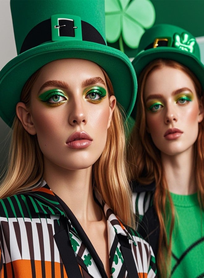 paminify 9 Colors St Patricks Day Accessories Glitter Matte Green Eyeshadow Palette,St Patrick's Day Highly Pigmented Shimmer Bright Dark Green Eye Shadow,Carnival Rave Waterproof Green Makeup - Image 4