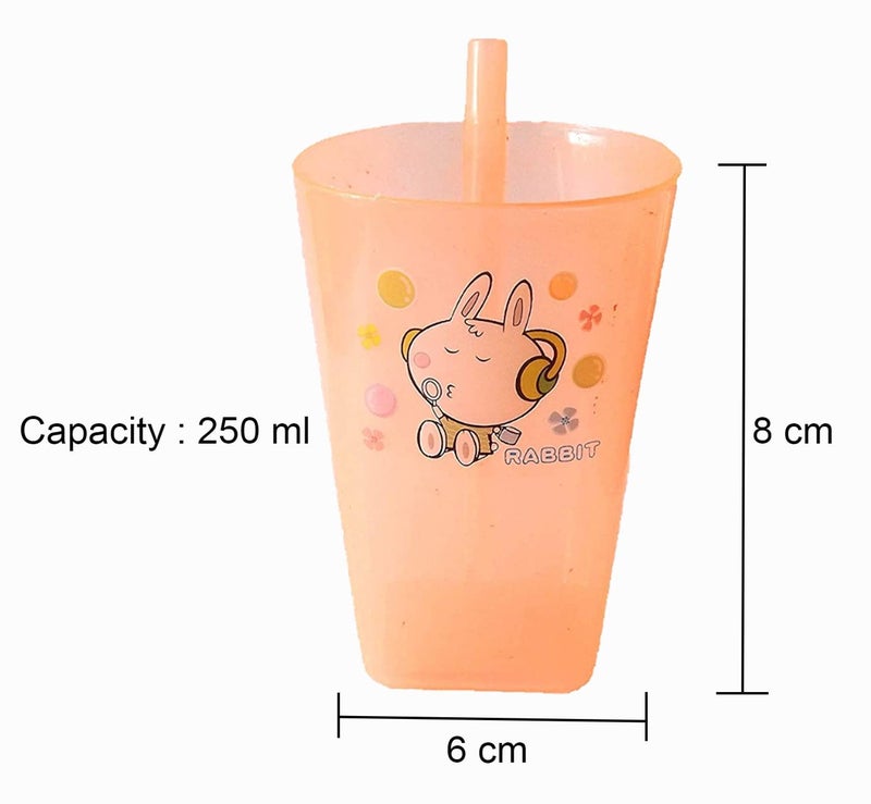 ShubhKraft ShubhKraft Birthday Party Return Gift in Bulk for Kids Boys Girls Cartoon Design Sipper Glass Tumbler Straw Cup for Drinking Milk Juice Water Pack of 12 Multicolor  - Image 2
