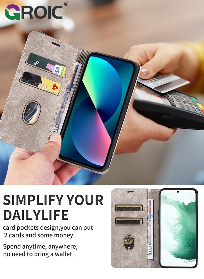 GROIC For Samsung Galaxy S24 Case,Leather Wallet Case Flip Phone Cover,Kickstand and Credit Card Slot RFID Blocking Magnetic Galaxy S24 Phone Shell 6.1'' - Image 3