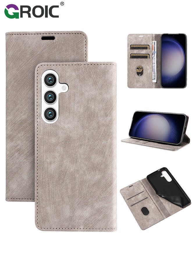 GROIC For Samsung Galaxy S24 Case,Leather Wallet Case Flip Phone Cover,Kickstand and Credit Card Slot RFID Blocking Magnetic Galaxy S24 Phone Shell 6.1'' - Image 1
