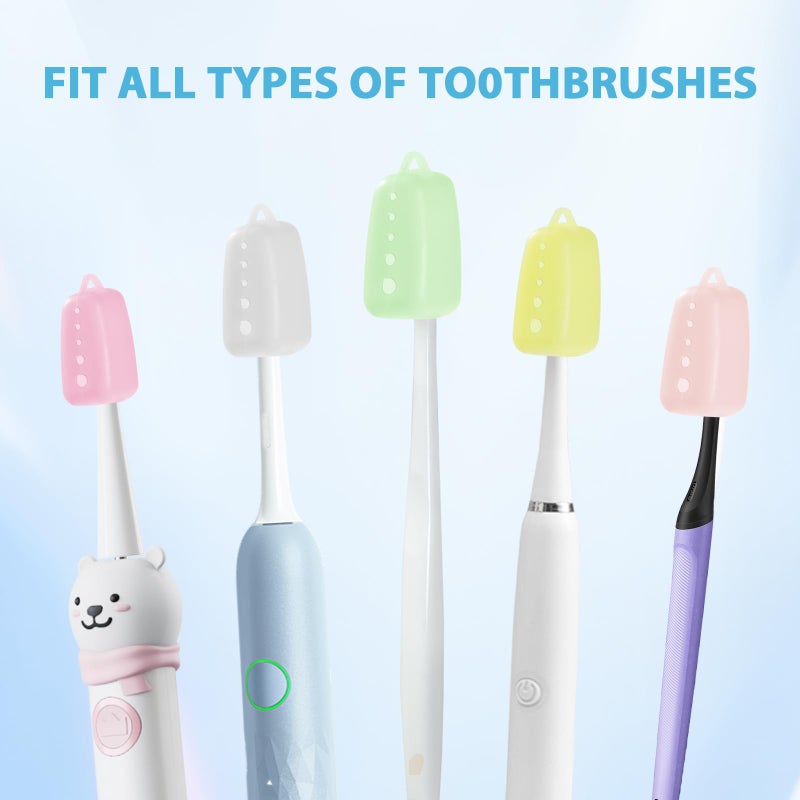 Lapfoon 6 Packs Silicone Toothbrush Covers, Tooth Brush Cover Cap for Electric & Manual Toothbrushes, Toothbrush Travel Essentials - Image 2