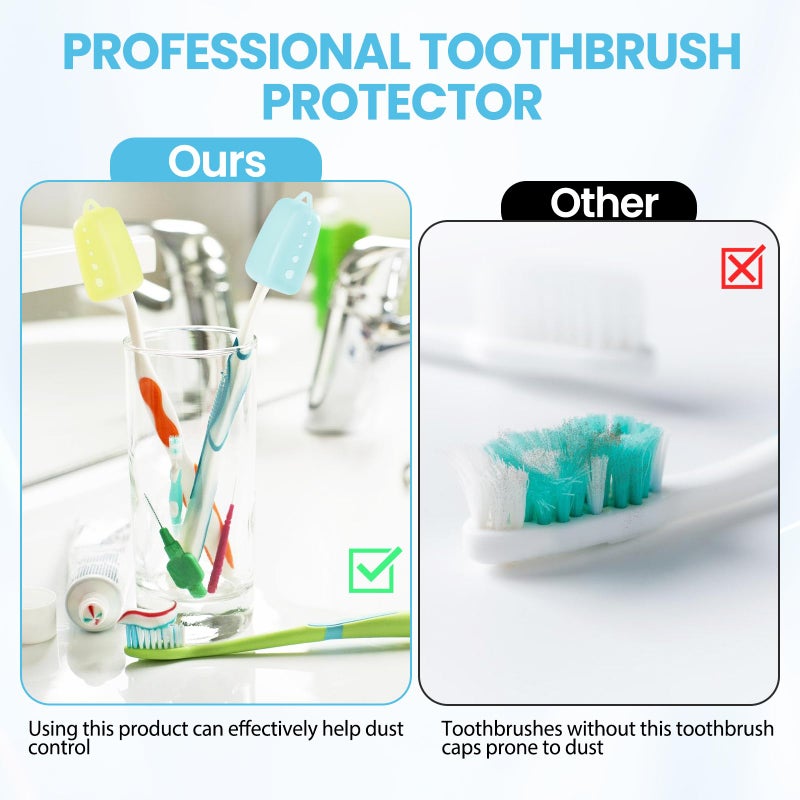 Lapfoon 6 Packs Silicone Toothbrush Covers, Tooth Brush Cover Cap for Electric & Manual Toothbrushes, Toothbrush Travel Essentials - Image 3