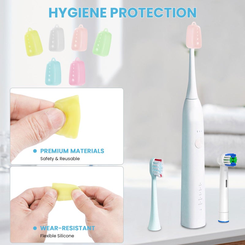 Lapfoon 6 Packs Silicone Toothbrush Covers, Tooth Brush Cover Cap for Electric & Manual Toothbrushes, Toothbrush Travel Essentials - Image 5