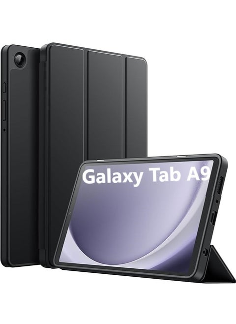 Samsung Galaxy Tab A9 8.7 Inch 2023 Model with Pencil Holder Slim Tablet Cover with Soft Back Auto Wake Sleep Function Black