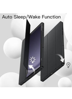 YoYoTech Samsung Galaxy Tab A9 8.7 Inch 2023 Model with Pencil Holder Slim Tablet Cover with Soft Back Auto Wake Sleep Function Black  - Image 4