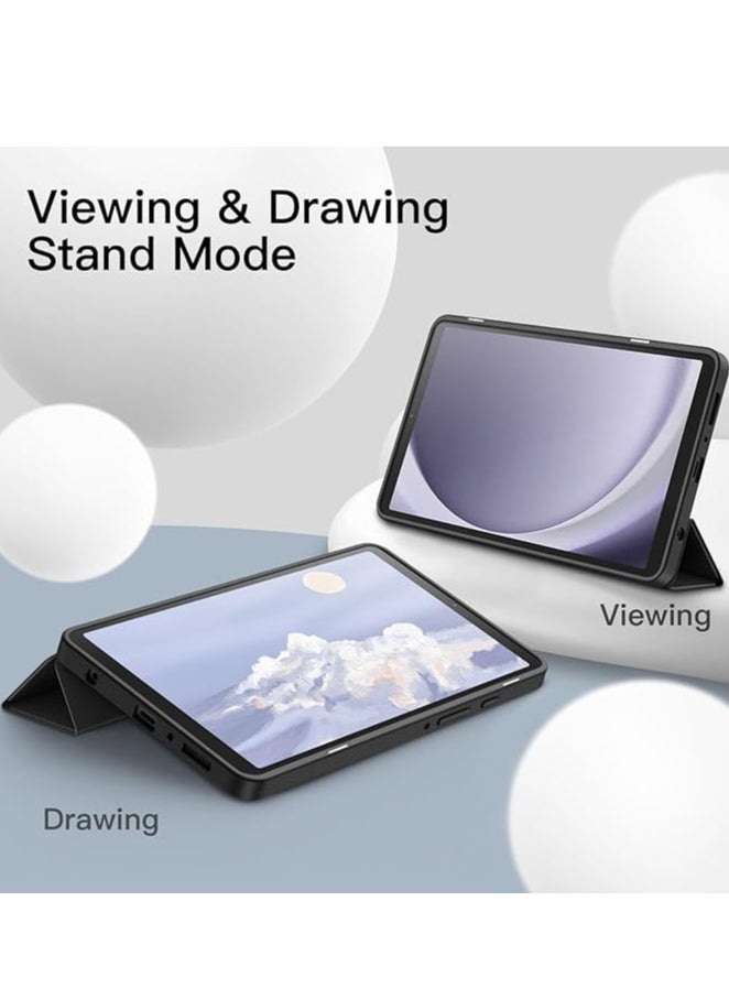 YoYoTech - Samsung Galaxy Tab A9 8.7 Inch 2023 Model with Pencil Holder Slim Tablet Cover with Soft Back Auto Wake Sleep Function Black - Image 1