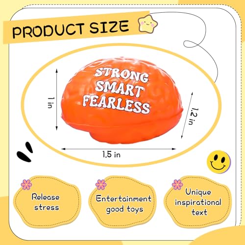 Poen 30 Pack Brain Stress Balls Bulk 16 Inch Motivational Stress Balls Inspirational Quotes Small Anxiety PU Exercise Pressure Toys for Relief Encouraging Mini - Image 5