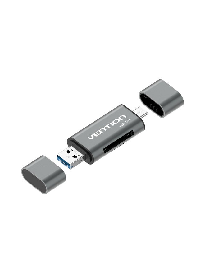 VENTION USB3.0 Multi-function Card Reader Gray Metal Type Model # CCHH0 - Image 1