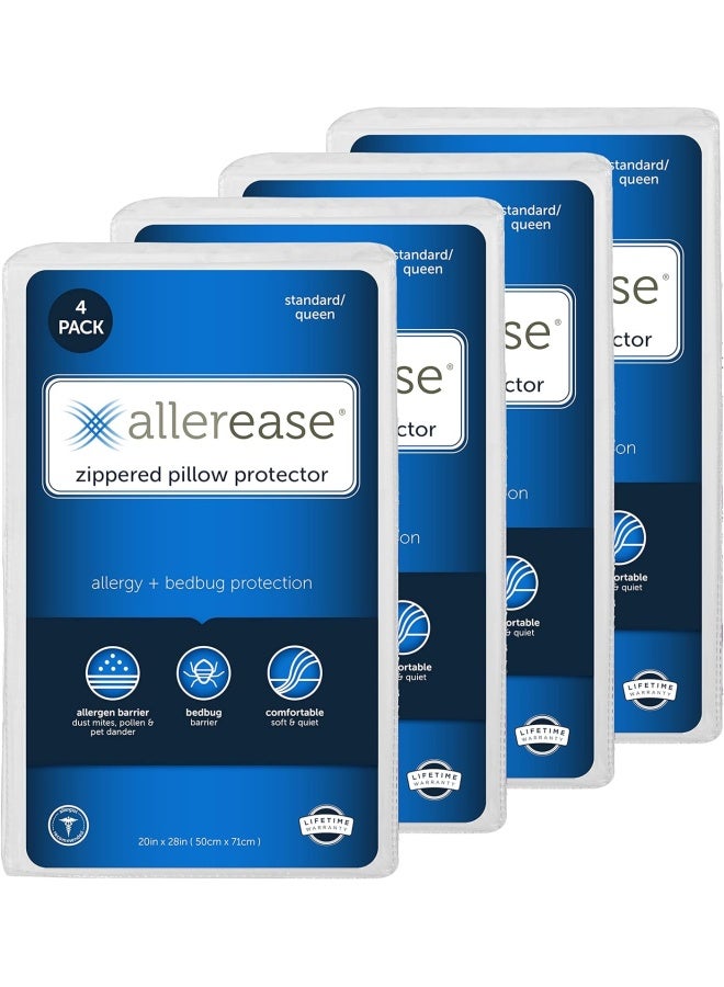Aller-Ease Maximum Allergy Pillow Protector, Standard/Queen - 4 Pack - Image 1