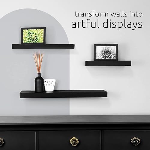 Kiera Grace Stockholm Maine Floating Shelves, Modern Wall Mounted Hanging Shelf for Bedroom, Kitchen, 24", Black, 1Pack - Image 3