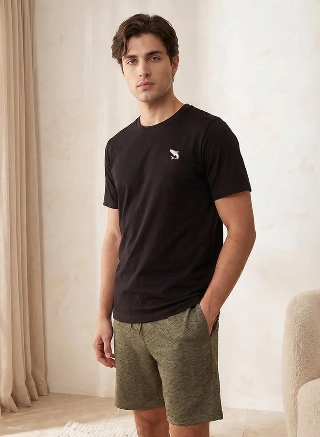 Splash FAV BLACK Men Cotton Printed Drawstring Waist Nightwear Set for Men | Best Price UAE