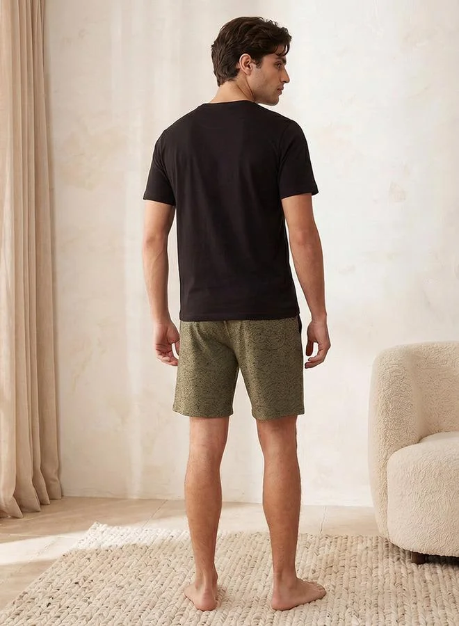 Splash FAV BLACK Men Cotton Printed Drawstring Waist Nightwear Set for Men | Best Price UAE