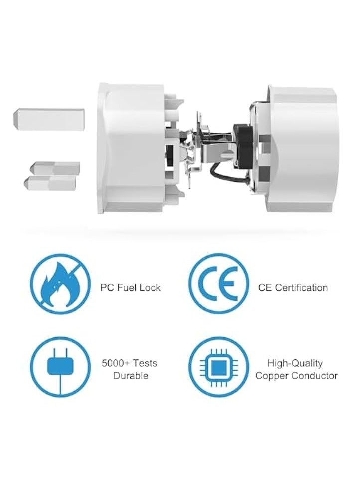 erorex 4 Pcs European to UK Plug Adapters, EU to UK Travel Plug Converter, 2 Pin to 3 Pin UK Plug Adaptor, White Travel Plug Adapter  - Image 3