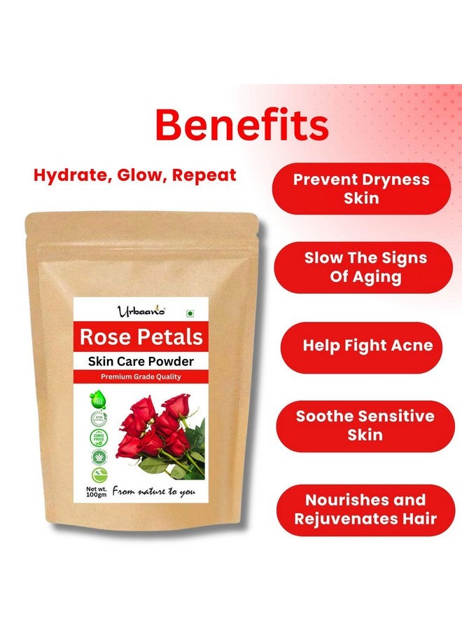 Urbaano herbal Rose Petal Powder Double Filtered Natural Pure for Skin | Revitalize, Cleansing & Hydration | Glowing Skin - 100gm (Pack of 1) - Image 2