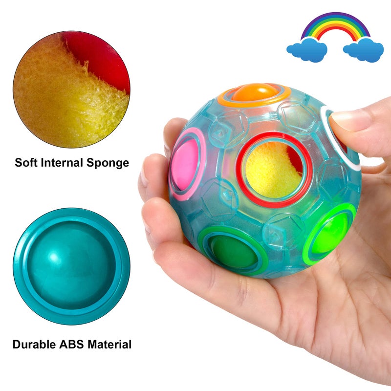 فديلين VDealen Magic Rainbow Ball Speedy Speed Ball Game Game Game Fun الإجهاد الإجهاد السحري لطف Brain Teaser Teaser للأطفال المراهقين والكبار- 2 عبوة (أخضر+أزرق) - Image 4