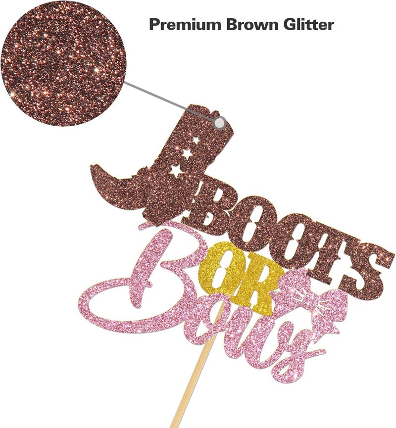 Helewilk Glittery Boots or Bows Cake Topper for Baby Shower and Gender Reveal - Image 3