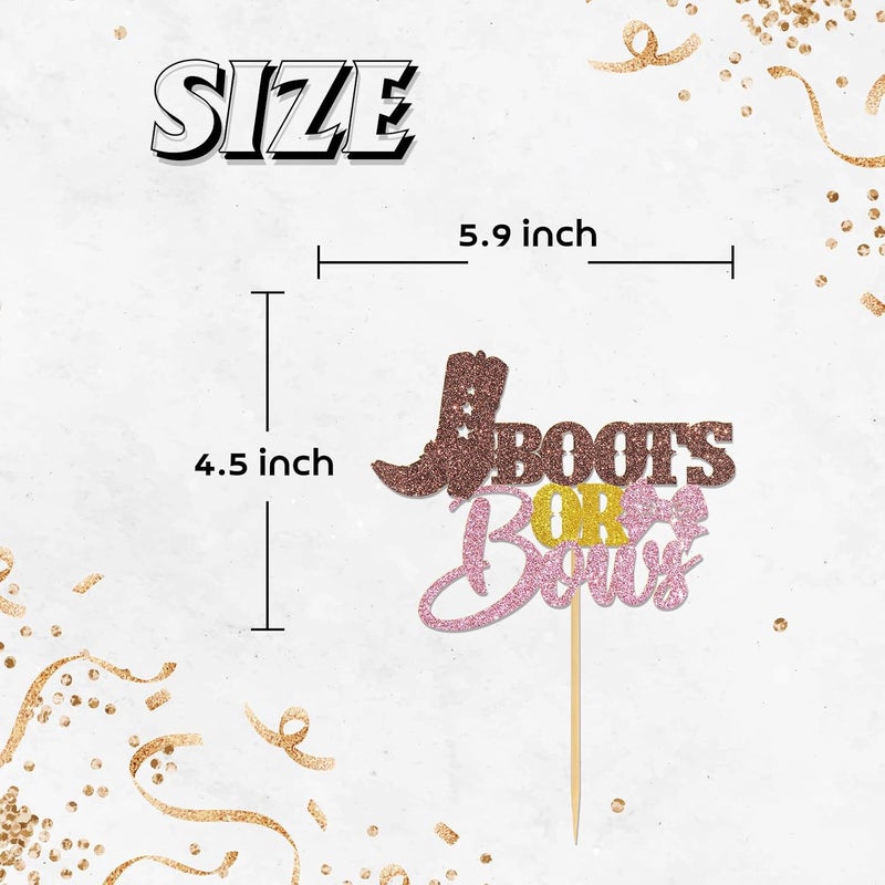 Helewilk Glittery Boots or Bows Cake Topper for Baby Shower and Gender Reveal - Image 2