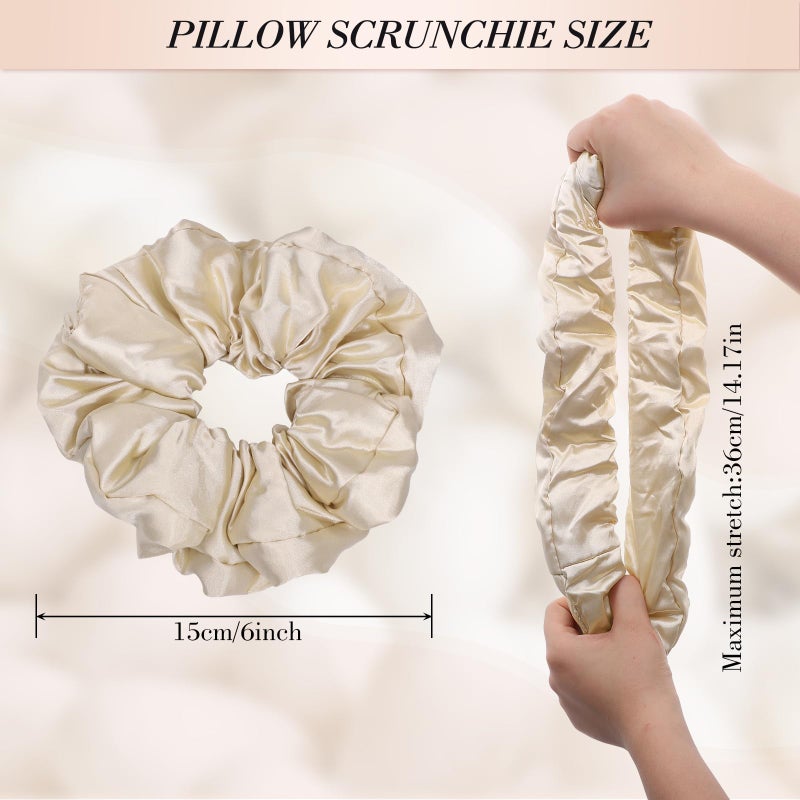 obeoby 3Pcs Large Satin Hair Scrunchies, 6Inch Pillow Satin Scrunchies for Thick Curls Gifts for New Mom No Damage Sleepy Hair Tie - Image 2