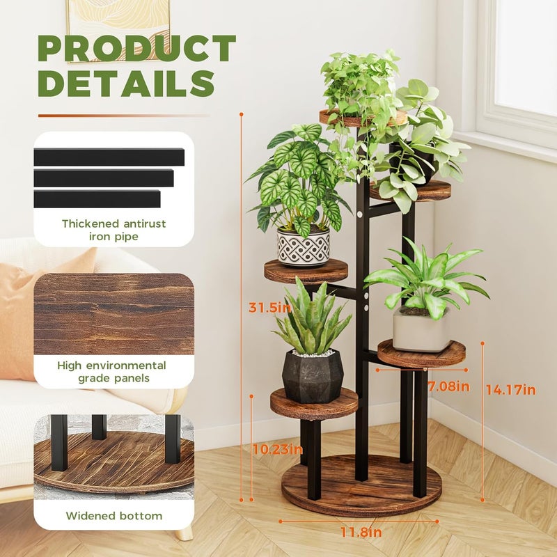 Bamworld حامل نباتات 5 طبقات داخلي، رف نباتات معدني زاوية لنباتات متعددة، حامل زهور صغير متعدد الطبقات للفناء والحديقة والشرفة وغرفة المعيشة وغرفة النوم - Image 4