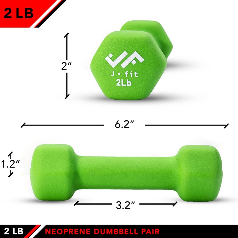 JFIT Neoprene Dumbbell (Set of 2), 2 LBS - Image 2