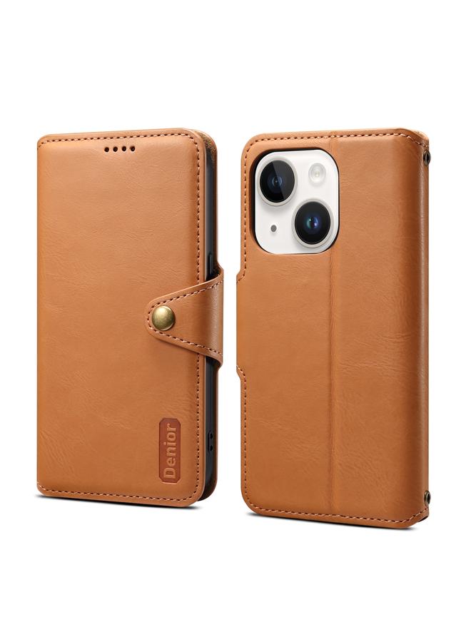 دينيور جراب لهاتف iPhone 15 Plus مصنوع من جلد البقر بتصميم محفظة - Image 1