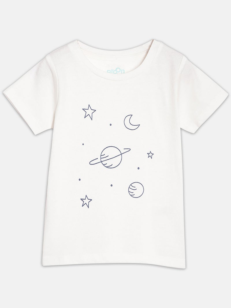 Broon Infant Boys White and Orange Printed Organic Cotton T-shirt with Shorts Set - Image 2