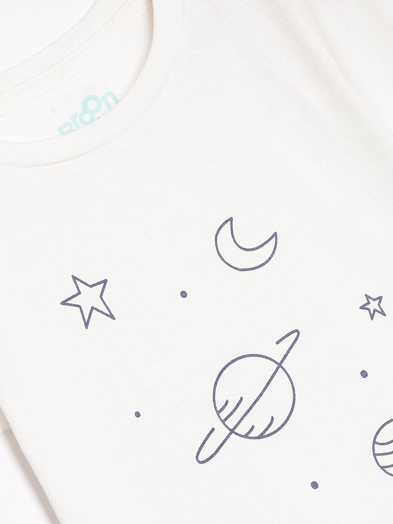 Broon Infant Boys White and Orange Printed Organic Cotton T-shirt with Shorts Set - Image 5