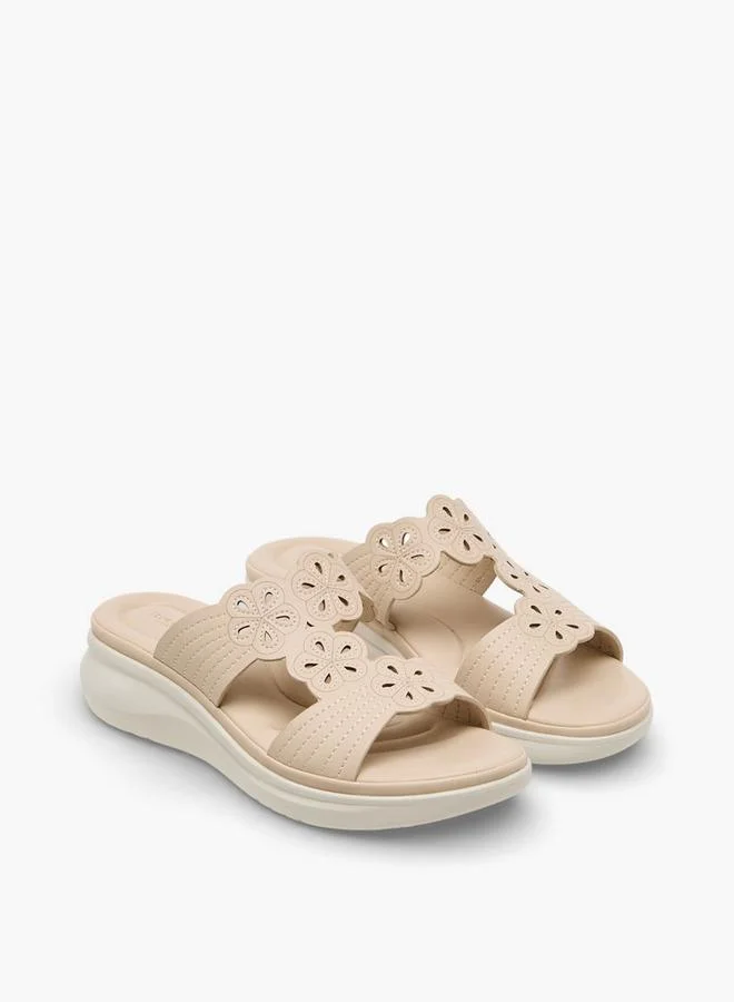 Women Floral Cutout Wedge Heel Sandals