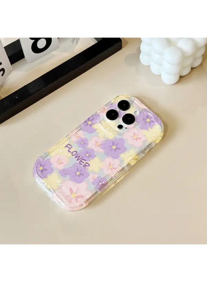 Transparent Phone Case Featuring Mixed Color Floral Design With Soft Ripple Border Compatible With iPhone XS Max - Image 3