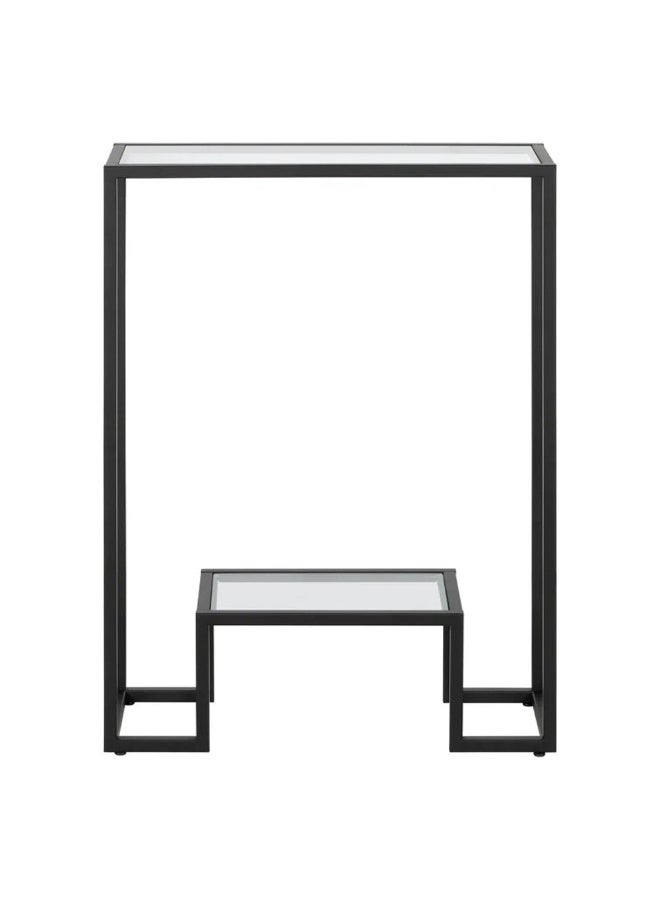 طعم المنزل طاولة كونسول زجاجية عصرية بإطار معدني ملحوم - مجمعة مسبقًا، طاولة مدخل ضيقة للردهة وغرفة المعيشة، أسود (55 × 20 × 75 سم) - Image 3