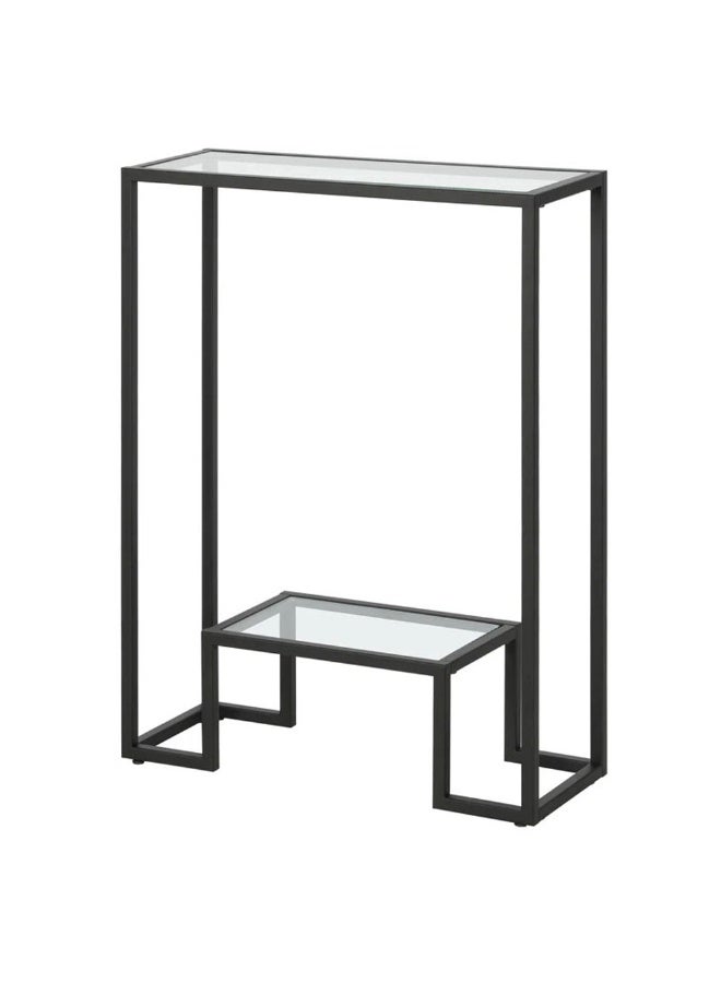 طعم المنزل طاولة كونسول زجاجية عصرية بإطار معدني ملحوم - مجمعة مسبقًا، طاولة مدخل ضيقة للردهة وغرفة المعيشة، أسود (55 × 20 × 75 سم) - Image 5